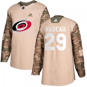Youth Adidas Carolina Hurricanes Bradly Nadeau Camo Veterans Day Practice Jersey - Authentic
