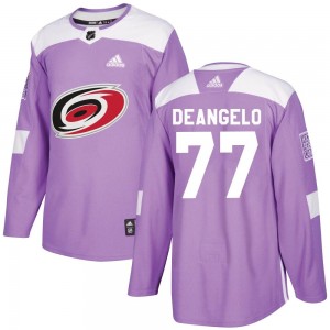 Men's Adidas Carolina Hurricanes Tony DeAngelo Purple Fights Cancer Practice Jersey - Authentic