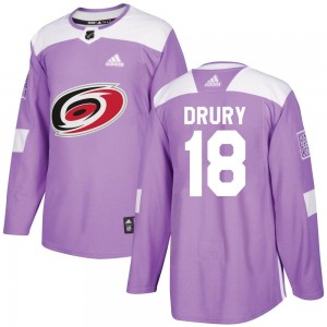 Men's Adidas Carolina Hurricanes Jack Drury Purple Fights Cancer Practice Jersey - Authentic
