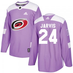 Men's Adidas Carolina Hurricanes Seth Jarvis Purple Fights Cancer Practice Jersey - Authentic