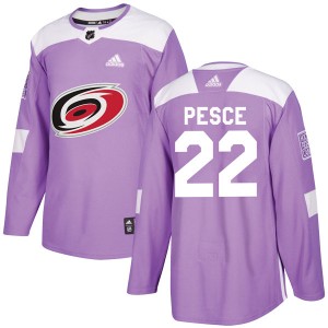 Men's Adidas Carolina Hurricanes Brett Pesce Purple Fights Cancer Practice Jersey - Authentic