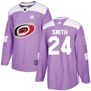 Men's Adidas Carolina Hurricanes Ty Smith Purple Fights Cancer Practice Jersey - Authentic
