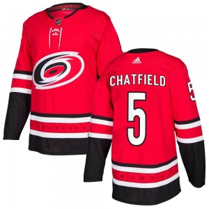 Youth Adidas Carolina Hurricanes Jalen Chatfield Red Home Jersey - Authentic
