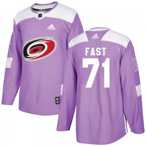 Youth Adidas Carolina Hurricanes Jesper Fast Purple Fights Cancer Practice Jersey - Authentic