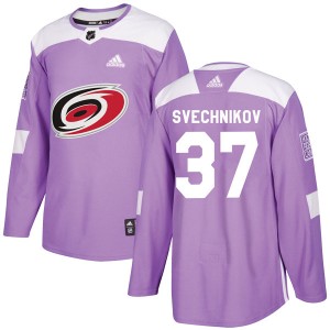Youth Adidas Carolina Hurricanes Andrei Svechnikov Purple Fights Cancer Practice Jersey - Authentic