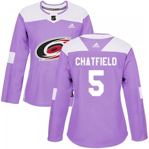 Women's Adidas Carolina Hurricanes Jalen Chatfield Purple Fights Cancer Practice Jersey - Authentic