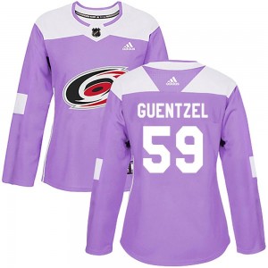 Women's Adidas Carolina Hurricanes Jake Guentzel Purple Fights Cancer Practice Jersey - Authentic