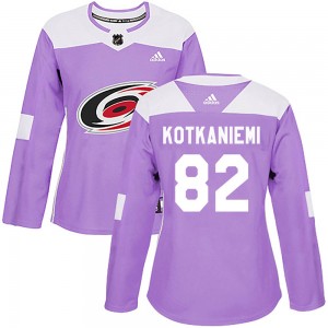 Women's Adidas Carolina Hurricanes Jesperi Kotkaniemi Purple Fights Cancer Practice Jersey - Authentic