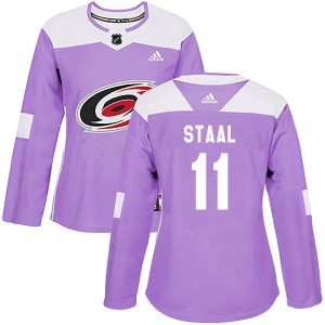 Women's Adidas Carolina Hurricanes Jordan Staal Purple Fights Cancer Practice Jersey - Authentic