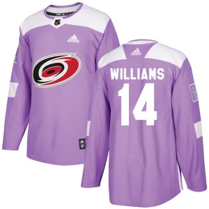 Youth Adidas Carolina Hurricanes Justin Williams Purple Fights Cancer Practice Jersey - Authentic