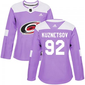 Women's Adidas Carolina Hurricanes Evgeny Kuznetsov Purple Fights Cancer Practice Jersey - Authentic